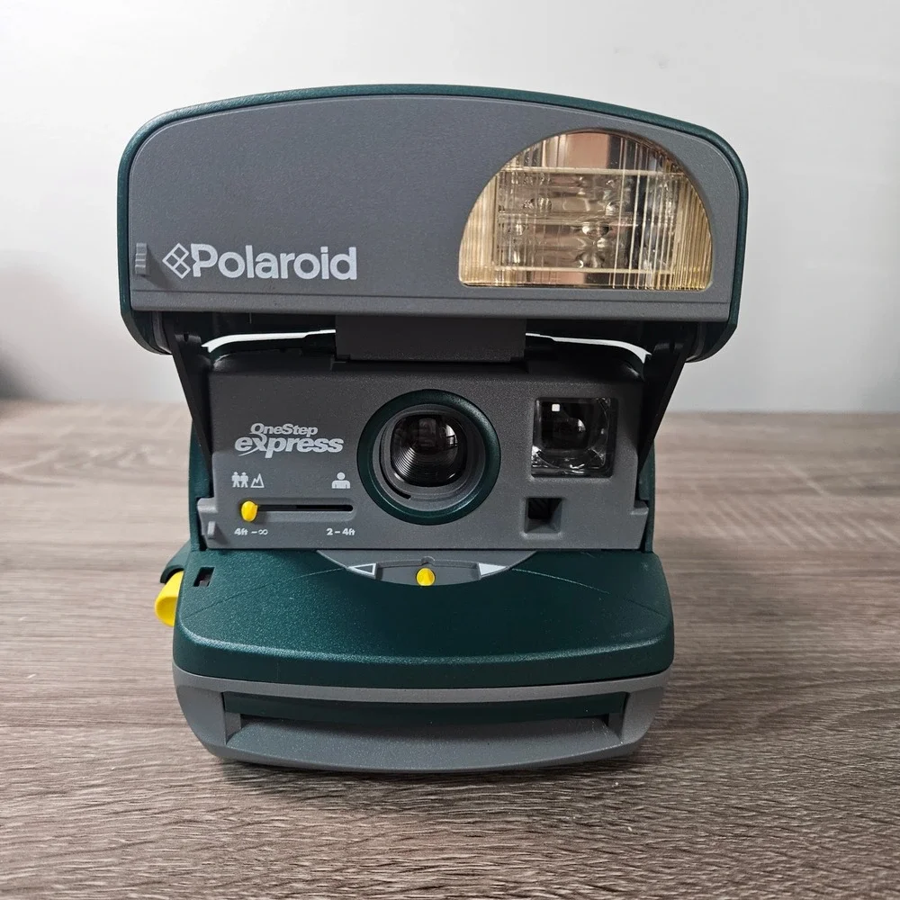 Vintage Polaroid One Step Express 600 Instant Film Camera Hunter Green with bag